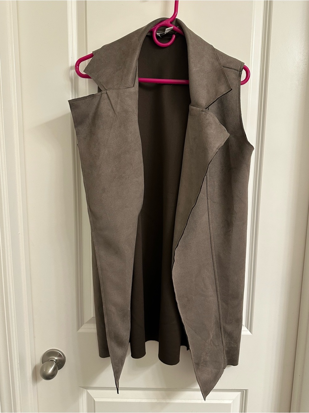 FAVLUX Sleeveless Draped Open-Front Vest - Taupe Gray